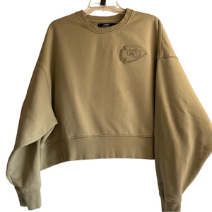Kansas City KC Chiefs Light Green Crewneck Crop Sweatshirt NFL Women’s L Heavy